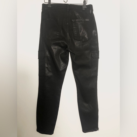 7 For All Mankind Coated Black Skinny Cargo Jeans - Size 29 - Picture 8 of 12